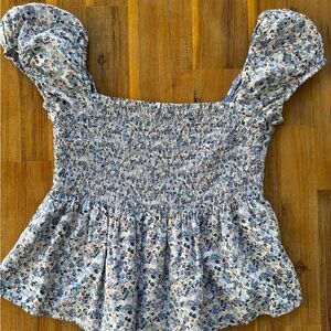 A&F Floral Smock Square Neck Top